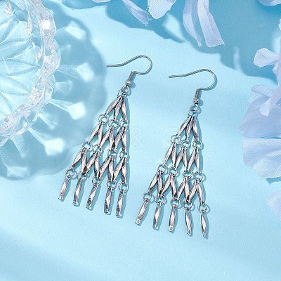 Non-Tarnish 304 Stainless Steel Bar Link Chain Dangel Earrings EJEW-JE05839-02-1