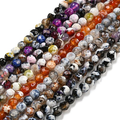 Dyed Natural Fire Crackle Agate Beads Strands G-G007-01-1