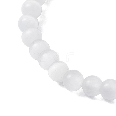 Cat Eye & Handmade Evil Eye Lampwork Round Beaded Stretch Bracelets for Women BJEW-JB12289-03-1