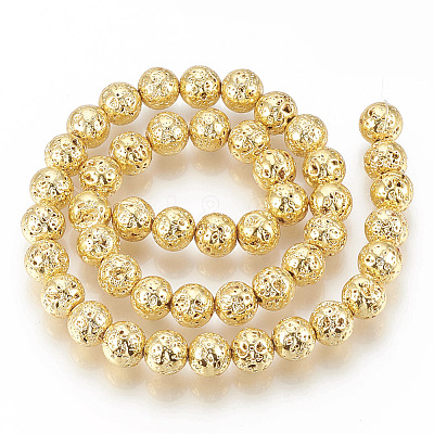 Electroplated Natural Lava Rock Beads Strands X-G-T061-55A-12mm-1