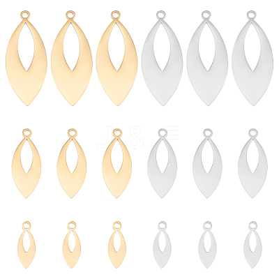 24Pcs 2 Colors 3 Sizes 201 Stainless Steel Pendants STAS-UN0032-65-1