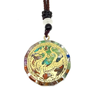 Orgonite Chakra Natural & Synthetic Mixed Stone Pendant Necklaces PZ4674-03-1