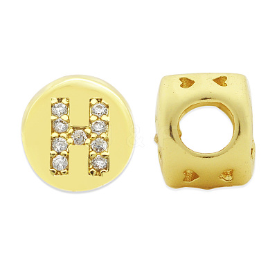Brass Micro Pave Clear Cubic Zirconia Beads KK-T030-LA843-HX3-1