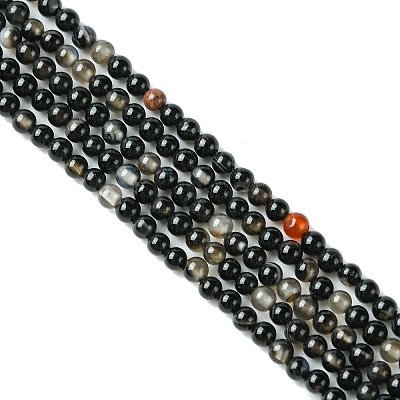 Dyed & Heated Natural Black Agate Bead Strands X-G-A130-2mm-K01-1