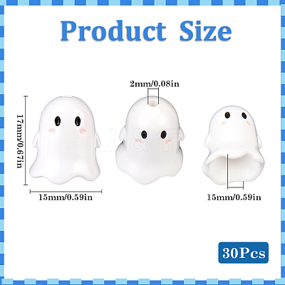 30Pcs Opaque Acrylic Beads MACR-SC0001-60A-1