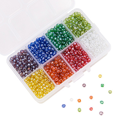 1 Box 6/0 Glass Seed Beads Transparent Colours Lustered Loose Spacer Beads SEED-X0050-4mm-13-1