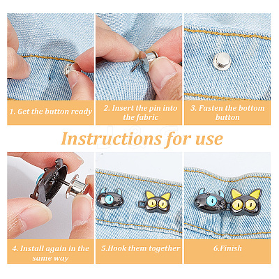 7 Pairs 7 Colors Monster Shape Alloy Adjustable Jean Button Pins AJEW-GO0001-33-1