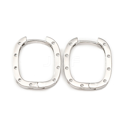 Brass Oval with Polka Dot Hoop Earrings for Woman EJEW-F314-02B-P-1