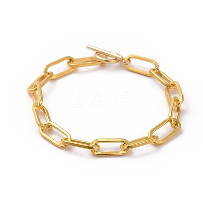 Unwelded Iron Paperclip Chain Bracelets X-BJEW-JB05044-01-1