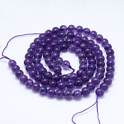 Natural Amethyst Round Bead Strands G-M212-4mm-02B-1