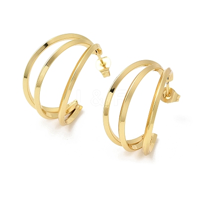 Triple C-Shaped 201 Stainless Steel Stud Earrings EJEW-Z151-09G-1