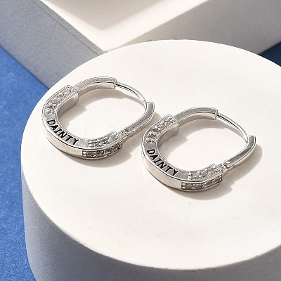 Brass Cubic Zirconia Hoop Earrings EJEW-M048-07P-1