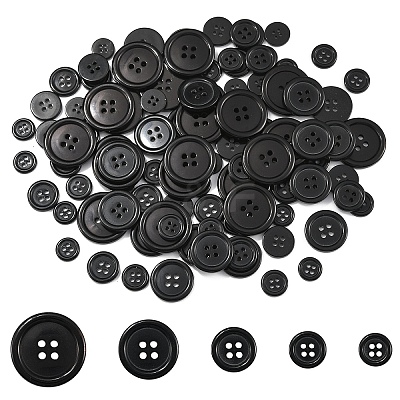 100Pcs 10 Styles Resin Buttons RESI-YW0003-15A-1