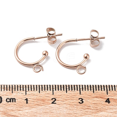 Ion Plating(IP) 304 Stainless Steel Half Hoop Earrings STAS-Z028-B01-RG-01-1