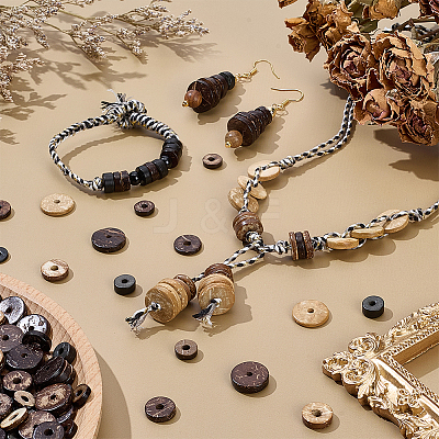 300Pcs 6 Styles Coconut Wood Bead WOOD-PH0003-97-1
