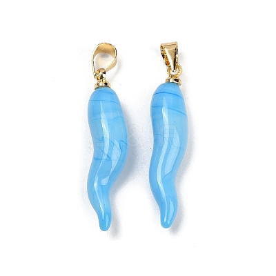 Handmade Lampwork with Brass Pendants KK-Q095-02B-05-1