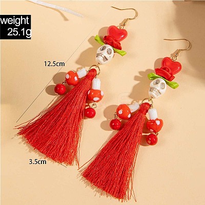Halloween Alloy & Acrylic & Resin & Glass & Cotton Cord Tassel Dangle Earrings FS-WGA02EE-01-1