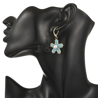 Brass Seed Glass Beads Leverback Earrings EJEW-MZ00759-02-1