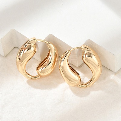 Brass Hoop Earrings for Women EJEW-U041-09G-1