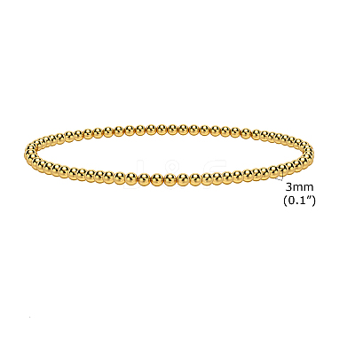 Stainless Steel Round Beaded Stretch Bracelets PW-WG50361-02-1