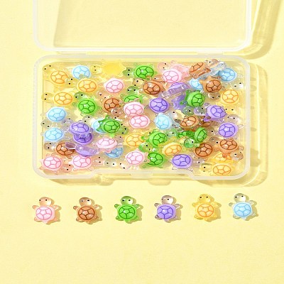 60Pcs 6 Colors Luminous Resin Cabochons RESI-FS0001-95-1