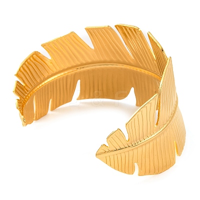 304 Stainless Steel Open Cuff Bangles for Women BJEW-G711-01H-G-1