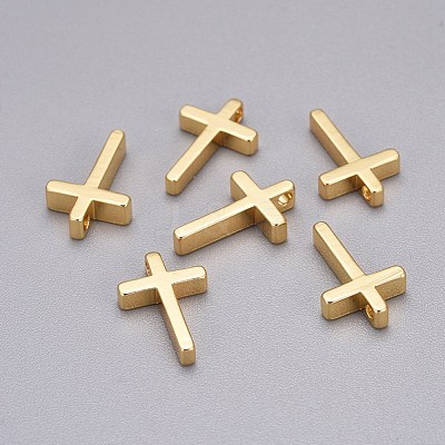 Brass Tiny Cross Charms KK-L189-05G-1