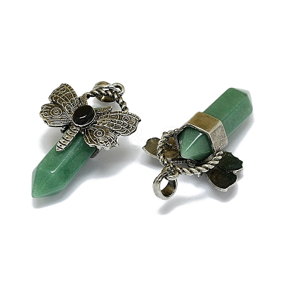 Natural Green Aventurine Faceted Pointed Bullet Big Pendants G-Q165-01AS-06-1