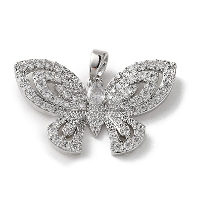 Brass Micro Pave Cubic Zirconia Pendants KK-P320-03A-P-1
