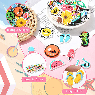 56Pcs 56 Styles Summer Theme PVC Cabochons KY-CJ0002-10-1