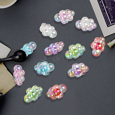 35Pcs UV Plating Rainbow Iridescent Acrylic Beads PACR-PA0001-23-1