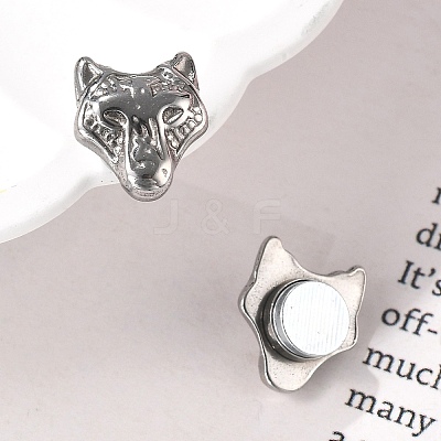 304 Stainless Steel Wolf Clip-on Earrings EJEW-B116-02P-1