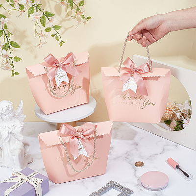 Gold Stamping Thank You Paper Candy Gift Tote Boxes CON-WH0110-38A-1