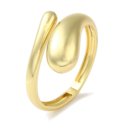 Rack Plating Brass Teardrop Open Cuff Bangles for Women BJEW-P323-07G-1