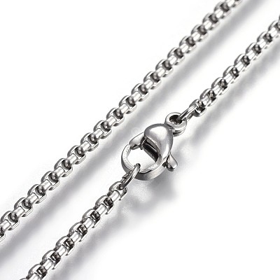 Non-Tarnish 304 Stainless Steel Box Chain Necklaces NJEW-O110-05D-P-1