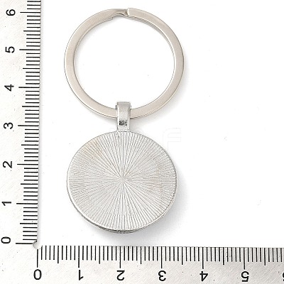 Half Round/Dome Alloy & Glass Pendant Keychain KEYC-D020-01P-02-1