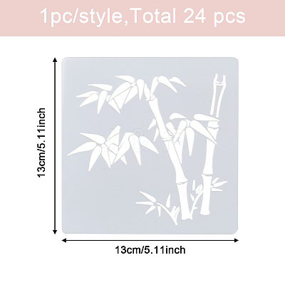 24 Sheets 24 Styles Plastic Drawing Stencil DIY-CW0001-13-1