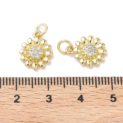 Brass Micro Pave Clear Cubic Zirconia Pendants KK-P349-10G-1