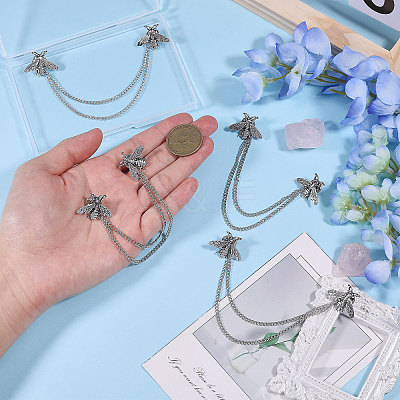4Pcs Bee Alloy Hanging Chain Brooch FIND-CA0011-13AS-1