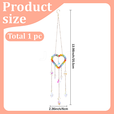 1Pc Colorful Glass Beaded Woven Net Suncatchers AJEW-CY0001-95A-1