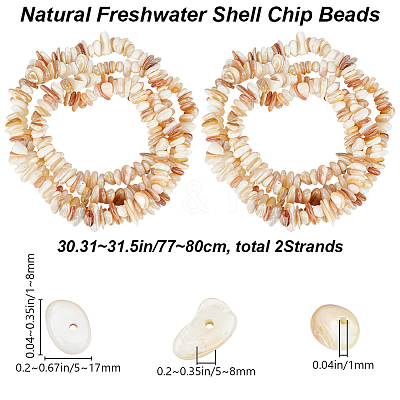 2 Strands Natural Freshwater Shell Beads Strands G-BBC0001-43B-1