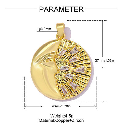 Brass Micro Pave Clear Cubic Zirconia Pendants CU-OY001-91G-1