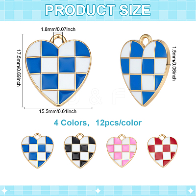 48Pcs 4 Colors Alloy Enamel Pendants ENAM-ME0001-15-1