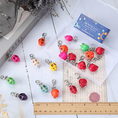 20PCS Skull Synthetic Howlite Pendant Decorations HJEW-SC0001-41-1