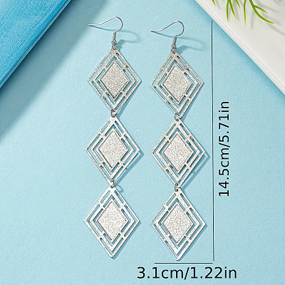 Alloy Rhombus Dangle Earrings FS-WG9FBBE-01-1