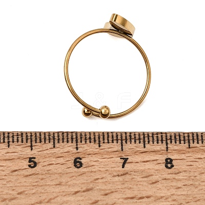 Moon 304 Stainless Steel Open Cuff Bangle Makings with Bezel Tray SA-CBABF3F-02G-08-1