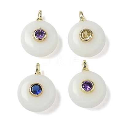 Natural & Synthetic Mixed Gemstone Flat Round Pendants G-H318-01G-1