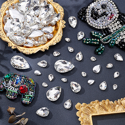 6 Style Pointed Back Glass Rhinestone Cabochons RGLA-FG0001-20-1