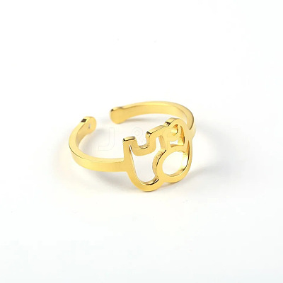 Simple 304 Stainless Steel Adjustable Cuff Rings for Women WT4746-11-1