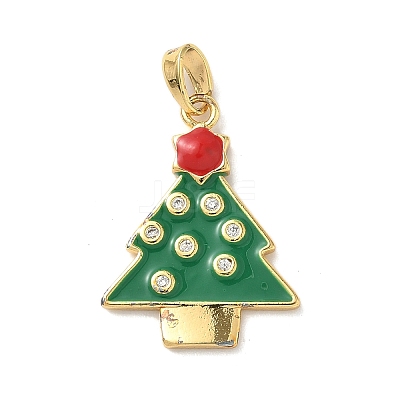 Christmas Brass Micro Pave Cubic Zirconia Pendants KK-K305-07C-02-1